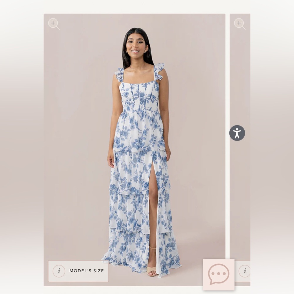 Revelry Poppy Dusty Blue Bouquet Bridesmaid Dress